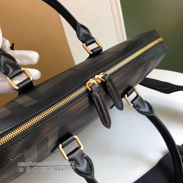 Burberry專櫃新款男包 巴寶莉經典煙熏格紋男士手提公事包  db1244